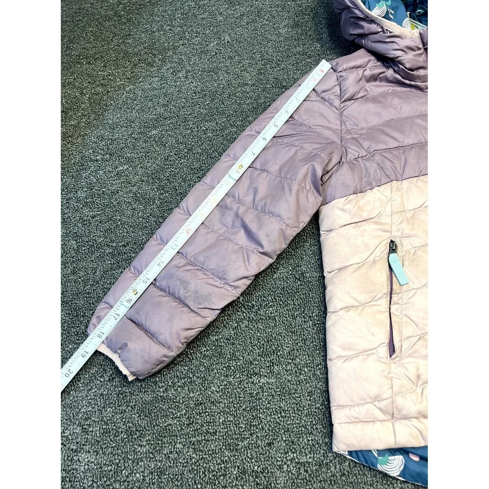 Patagonia Worn Wear Reversible Down Sweater Hooded Jacket Girls Purple Windproof